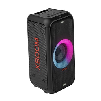 Left side forward with all lighting on.It shows XBOOM logo.