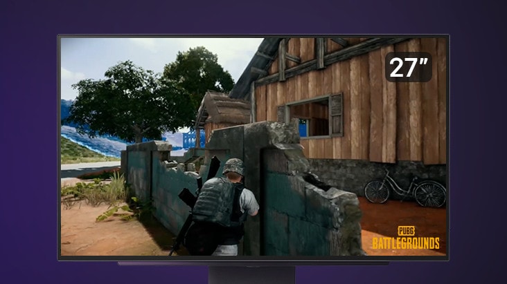 A video demonstrating a dual screen size mode that shows a screen shrinks 27-inch to 24-inch. A video demonstrating a dual screen size mode that shows a screen shrinks 27-inch to 24-inch.