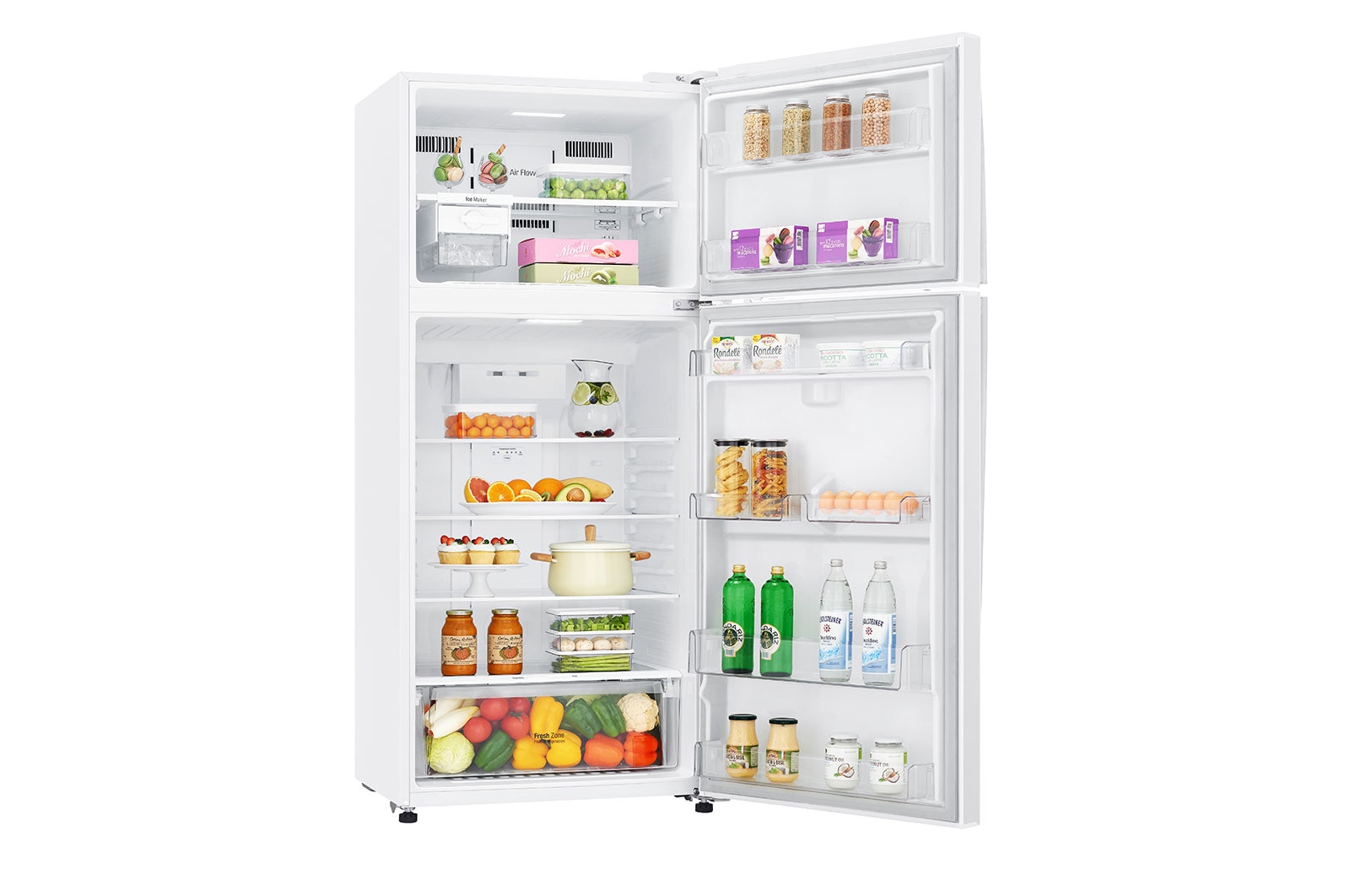 LG 16.9 Cu.Ft, , Top Freezer Refrigerator, White color, Multi Air Flow,Energy Saving Inverter Linear Compressor, LT18CBBWLN