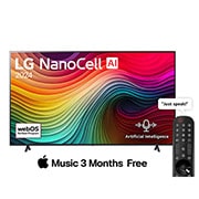 LG 86 Inch LG NanoCell AI NANO81 4K Smart TV AI Magic remote HDR10 webOS24 2024, 86NANO81T6A