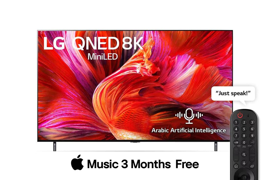 LG QNED TV 65 Inch QNED95 series, Cinema Screen Design 8K Cinema HDR WebOS Smart ThinQ AI Mini LED, 65QNED95VPA