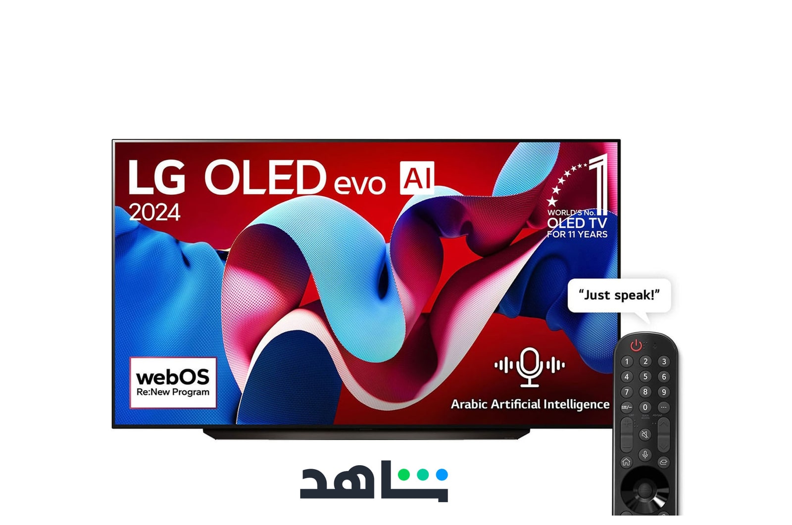 Front view with LG OLED evo TV
