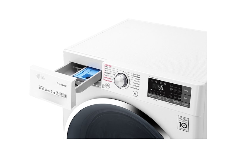 LG 9kg Front load washing machine , Steam , Smart ThinQ (Wi –Fi), WFS0914WH