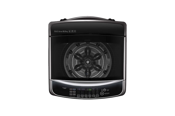 LG 16 Kg Top Load washing Machine, Middle Black Colour, TurboWash3D™, Steam, Tub Clean, Full Stainless Steel Tub, Pre-Wash+, ThinQ™, WTS16HHDK