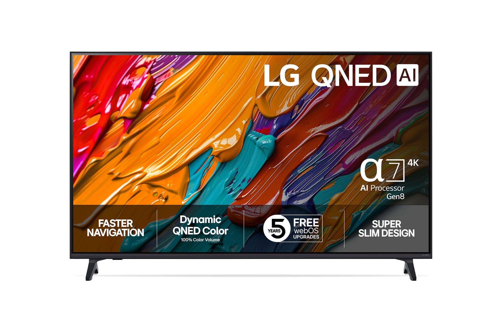 Vy framifrån av LG 55" QNED AI QNED7E 4K Smart TV 2025 55QNED7EA6B