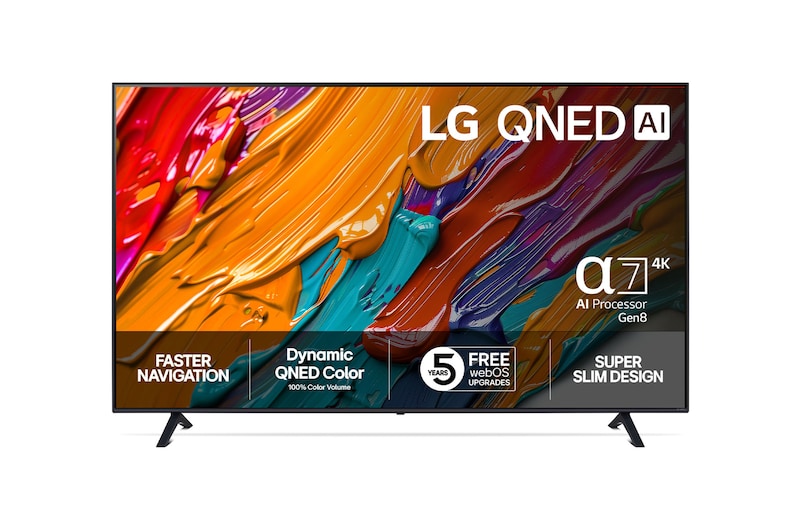 Vy framifrån av LG 75" QNED AI QNED7E 4K Smart TV 2025 75QNED7EA6B