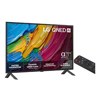 Slightly-angled right-facing side view of LG QNED80 TV