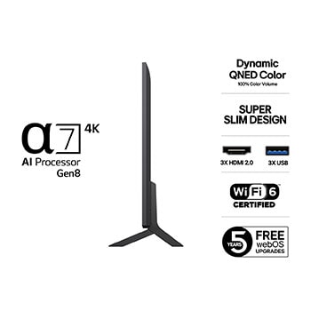 Rear view of LG QNED80 TV