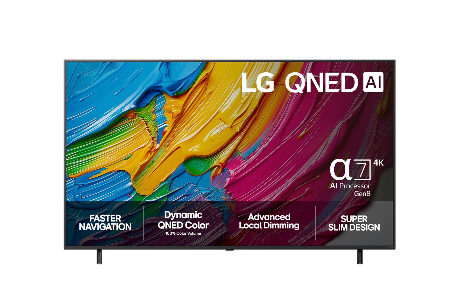 Vy framifrån av LG 50" QNED AI QNED80 4k Smart TV 2025 50QNED80A6A