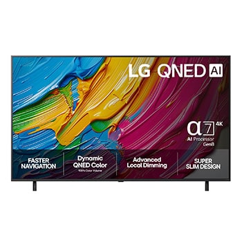 Vy framifrån av LG 65" QNED AI QNED80 4k Smart TV 2025 65QNED80A6A