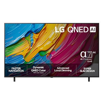 Vy framifrån av LG 75" QNED AI QNED80 4k Smart TV 2025 75QNED80A6A