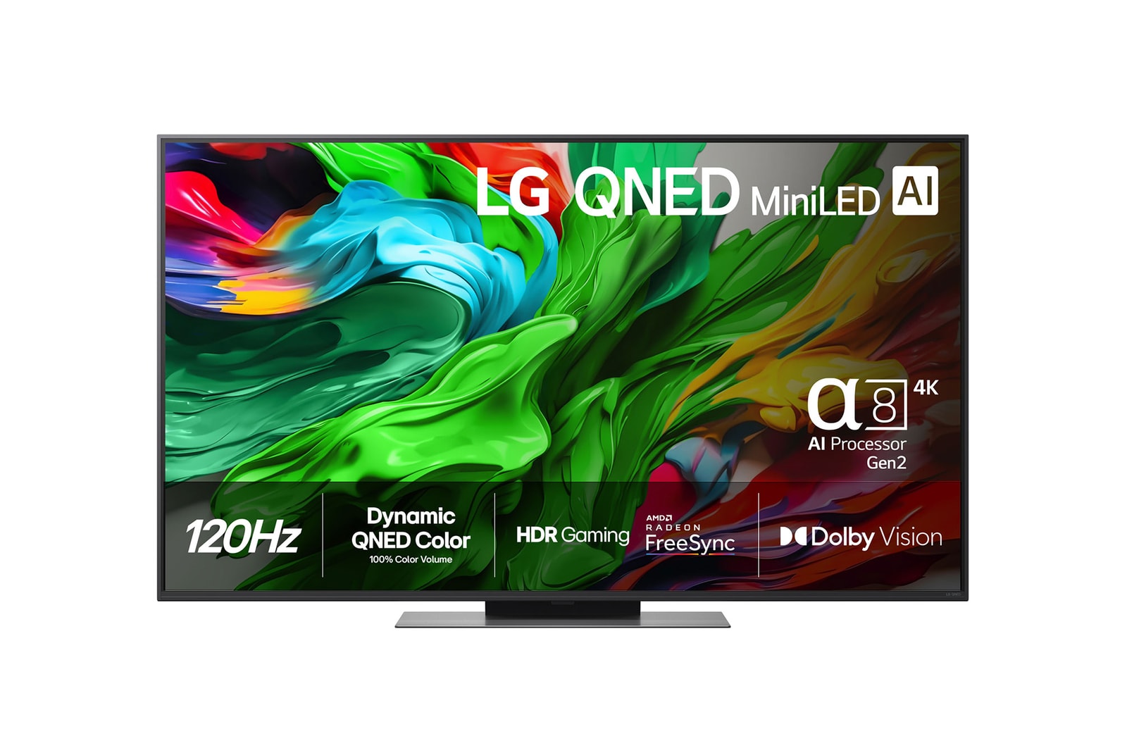 Vy framifrån av LG 55" QNED MiniLED AI QNED86 4K Smart TV 2025 55QNED86A6A