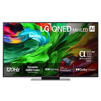 Vy framifrån av LG 55" QNED MiniLED AI QNED86 4K Smart TV 2025 55QNED86A6A