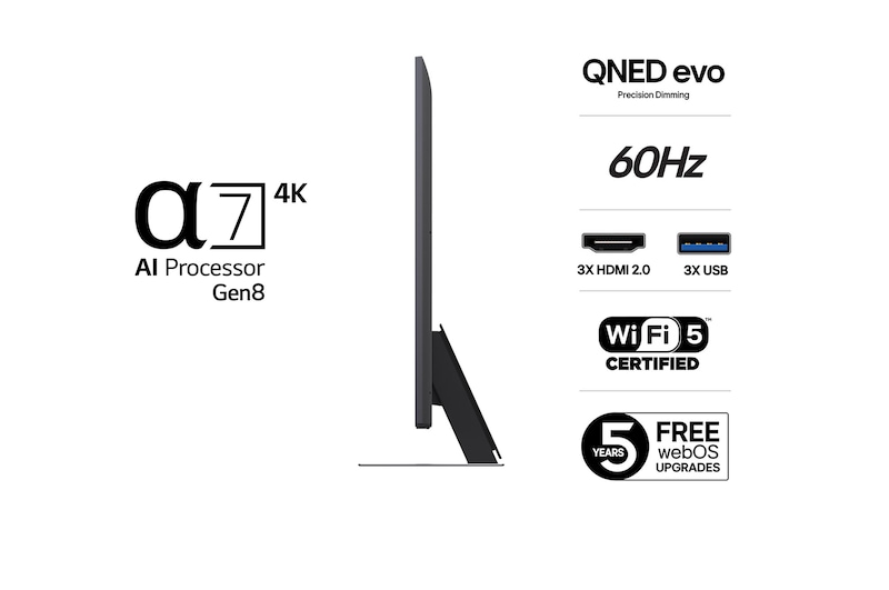 15 degree left view of LG QNED evo QNED85 TV