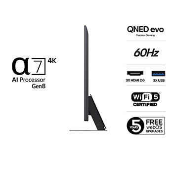 15 degree left view of LG QNED evo QNED85 TV