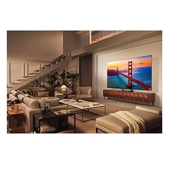 Top perspective view of LG QNED evo QNED85 TV