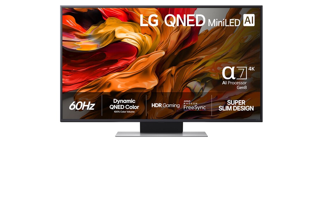 Front view of QNED evo QNED85 TV