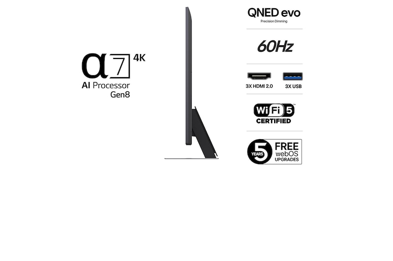 15 degree left view of LG QNED evo QNED85 TV