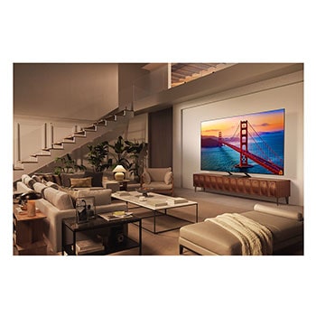 Top perspective view of LG QNED evo QNED85 TV