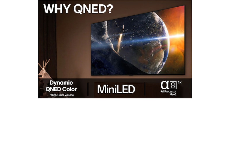 LG 65 tums LG QNED MiniLED AI QNED87 4k Smart TV 2025, 65QNED87A6B