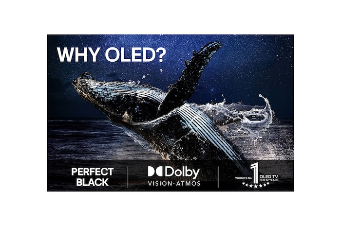 Vid utsikt över ett lyxigt vardagsrum i dämpade jordfärger. På väggen syns en LG OLED AI B5 4K Smart TV med ett konstverk på skärmen. En LG Soundbar är monterad under den.