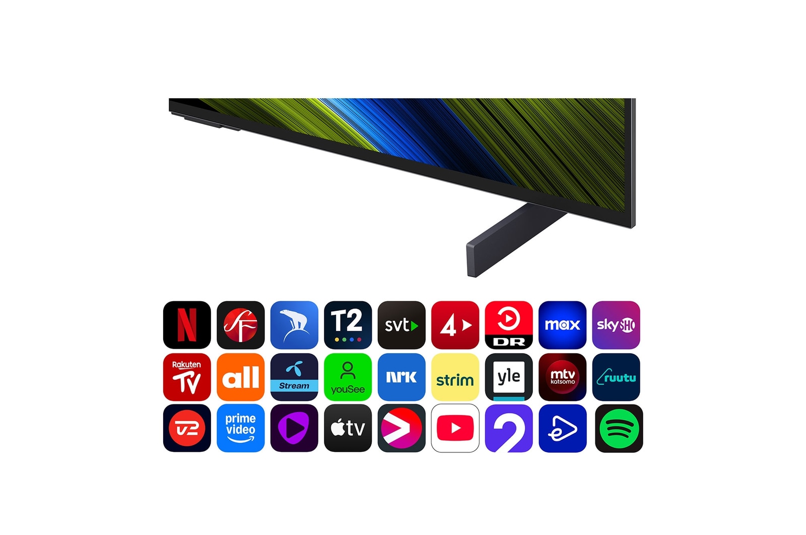 Sidovy av LG OLED evo AI C5 4K Smart TV.