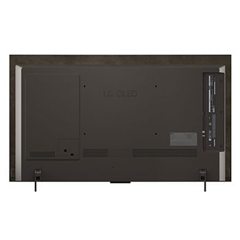 Vy framifrån och från sidan av LG OLED evo AI C5 4K Smart TV. som visar dess längd, bredd, höjd och djupdimensioner.