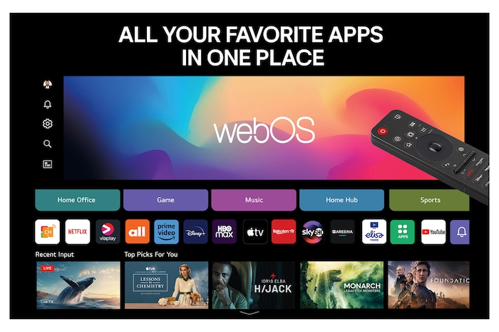 The alpha 9 AI Processor Gen8 lights up with different shades of blue and bolts of light shoot out from it highlighting its circuits. Performance statistics are visible. 1.7 times greater AI neural processing, NPU. 1.7 times faster operation, CPU. 2.1 times improved graphics, GPU.