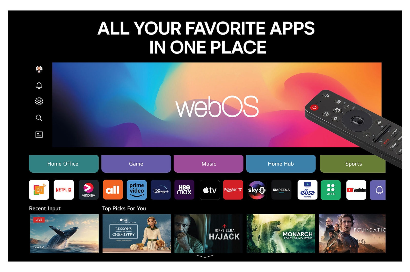 The alpha 9 AI Processor Gen8 lights up with different shades of blue and bolts of light shoot out from it highlighting its circuits. Performance statistics are visible. 1.7 times greater AI neural processing, NPU. 1.7 times faster operation, CPU. 2.1 times improved graphics, GPU.