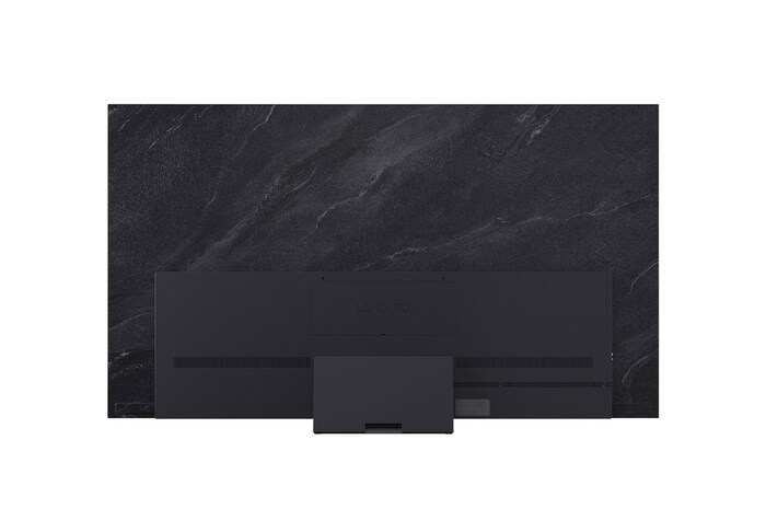 Vy framifrån och från sidan av LG OLED evo AI C5 4K Smart TV. som visar dess längd, bredd, höjd och djupdimensioner.