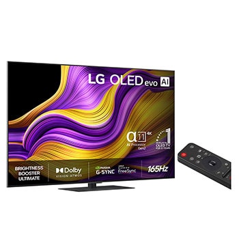 Vy från vänster av LG OLED evo AI G5 4K Smart TV.