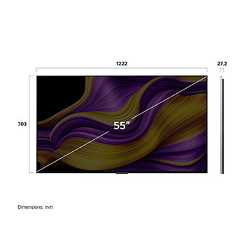 Sidovy av LG OLED evo AI G5 4K Smart TV.