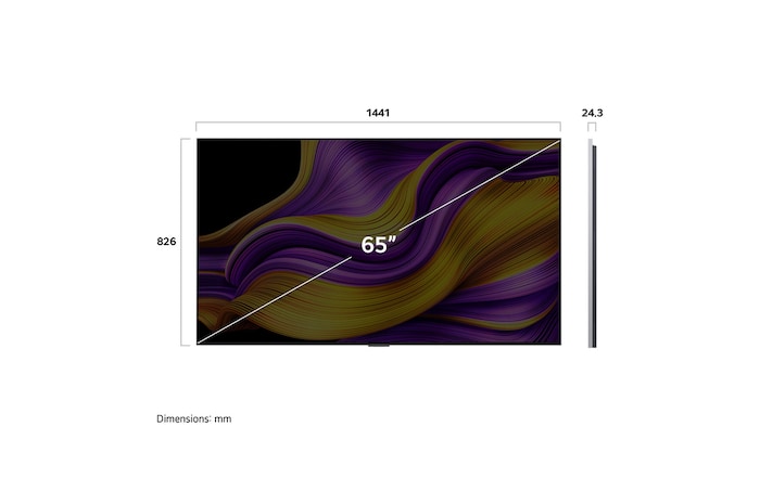 Sidovy av LG OLED evo AI G5 4K Smart TV.