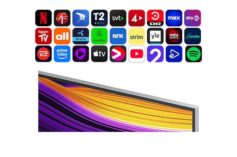 Vy framifrån och från sidan av LG OLED evo AI G5 4K Smart TV som visar dess längd, bredd, höjd och djupdimensioner.