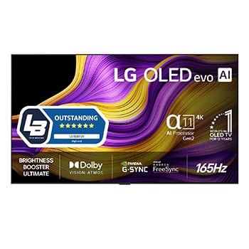 Vy framifrån av LG 77" OLED evo AI G5 4K Smart TV 2025 OLED77G54LW
