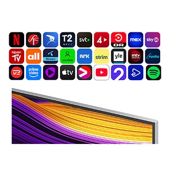 Vy framifrån och från sidan av LG OLED evo AI G5 4K Smart TV som visar dess längd, bredd, höjd och djupdimensioner.