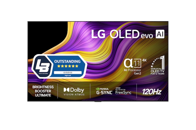 Vy framifrån av LG 97" OLED evo AI G5 4K Smart TV 2025 OLED97G54LW
