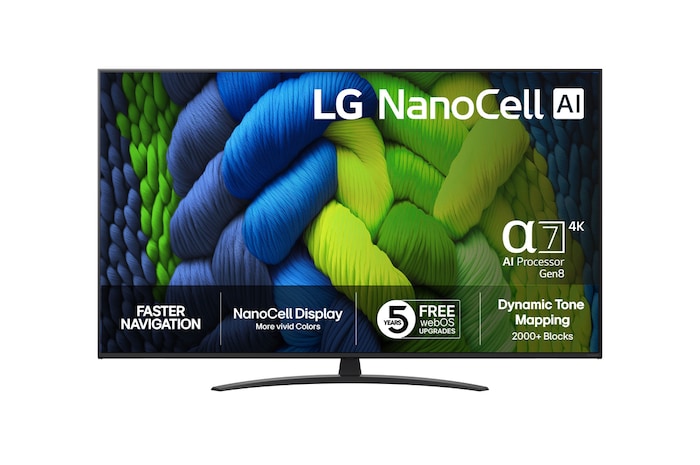 55-tums LG NanoCell AI NANO82 4k Smart TV 2025