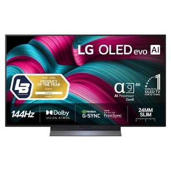 Vy framifrån av LG 48" OLED evo AI C5 4K Smart TV 2025 OLED48C54LA