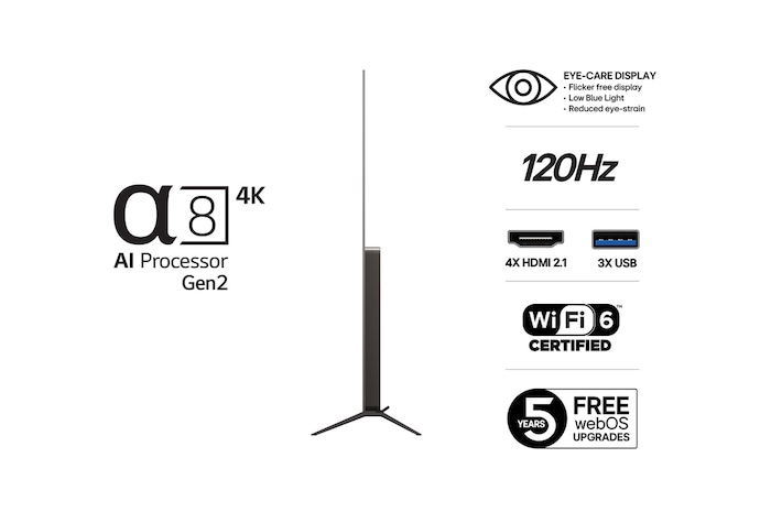 Vy bakifrån av LG OLED AI B5 4K Smart TV.