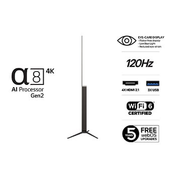 Vy bakifrån av LG OLED AI B5 4K Smart TV.