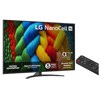 Vy bakifrån av LG NanoCell NANO80 TV.