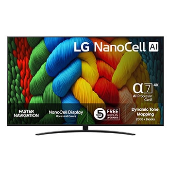 Vy framifrån av LG 86" NanoCell AI NANO81 4K Smart TV 2025 86NANO81A6A
