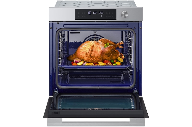 76L A+, Inbyggnadsugn i rostfritt stål med Instaview, rengöringssystemet Blue EasyClean samt teleskopskenor