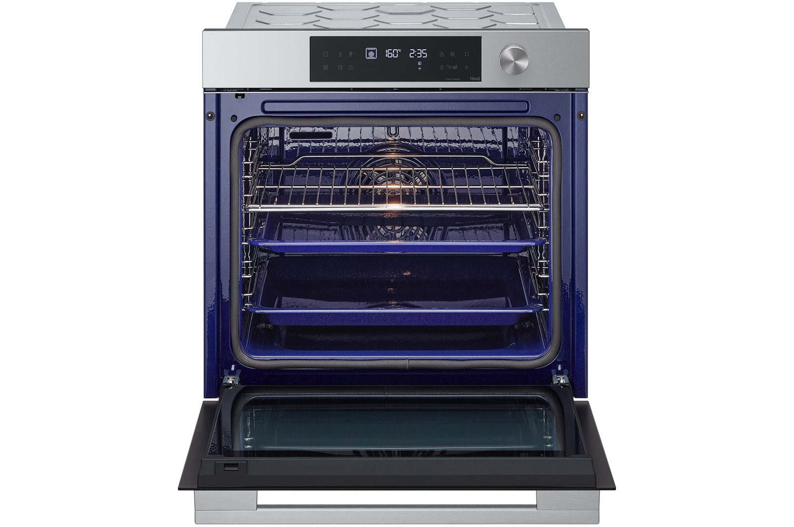 76L A+, Inbyggnadsugn i rostfritt stål med Instaview, rengöringssystemet Blue EasyClean samt teleskopskenor
