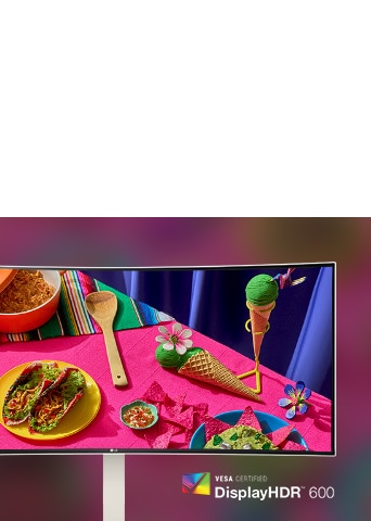 HDR600 med DCI-P3 98 % (Typ.).