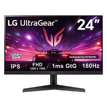 LG 24” UltraGear Full HD IPS-spelskärm med 180 Hz uppdateringsfrekvens och HDR10, 24GS60F-B