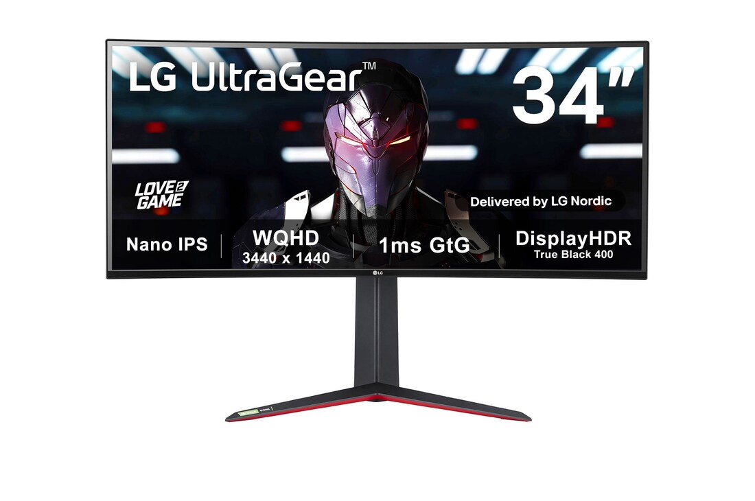 LG 34" 21:9 UltraGear™ Nano IPS 1ms (GtG) Curved Gaming Monitor, 34GN850P-B