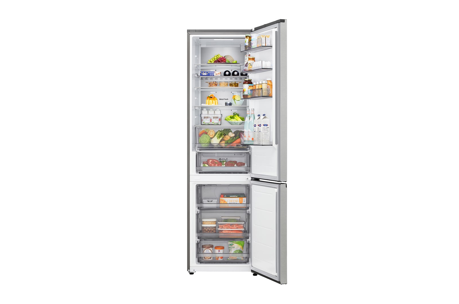 2.03M 375L Kombinerad kyl/frys(Prime Silver) - Energiklass C, Door Cooling+™ och Smart Diagnosis™ med Wi-Fi
