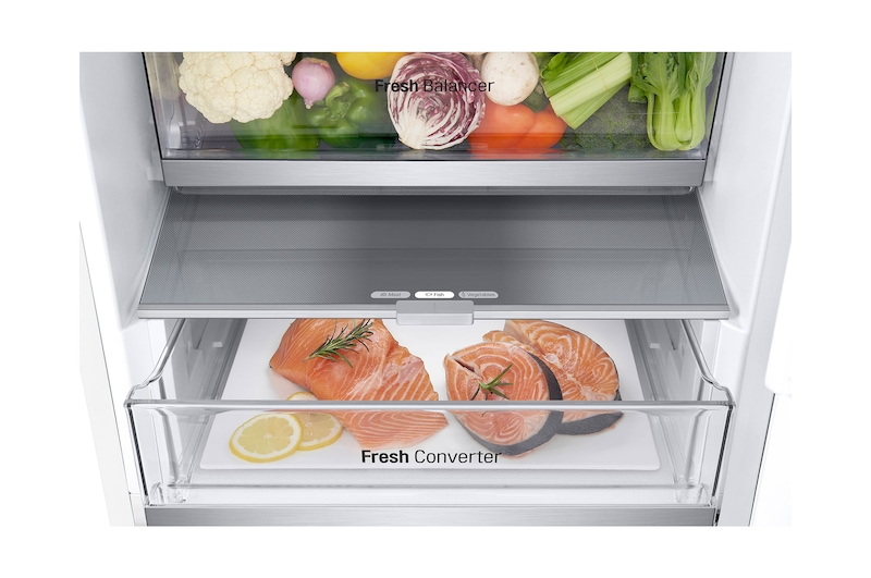 LG 1.86M 344L Kølefryseskab(Hvid) - Energiklasse E, Nature Fresh, Door Cooling+™ og Smart Diagnosis™ med Wi-Fi, GBV7170ESW